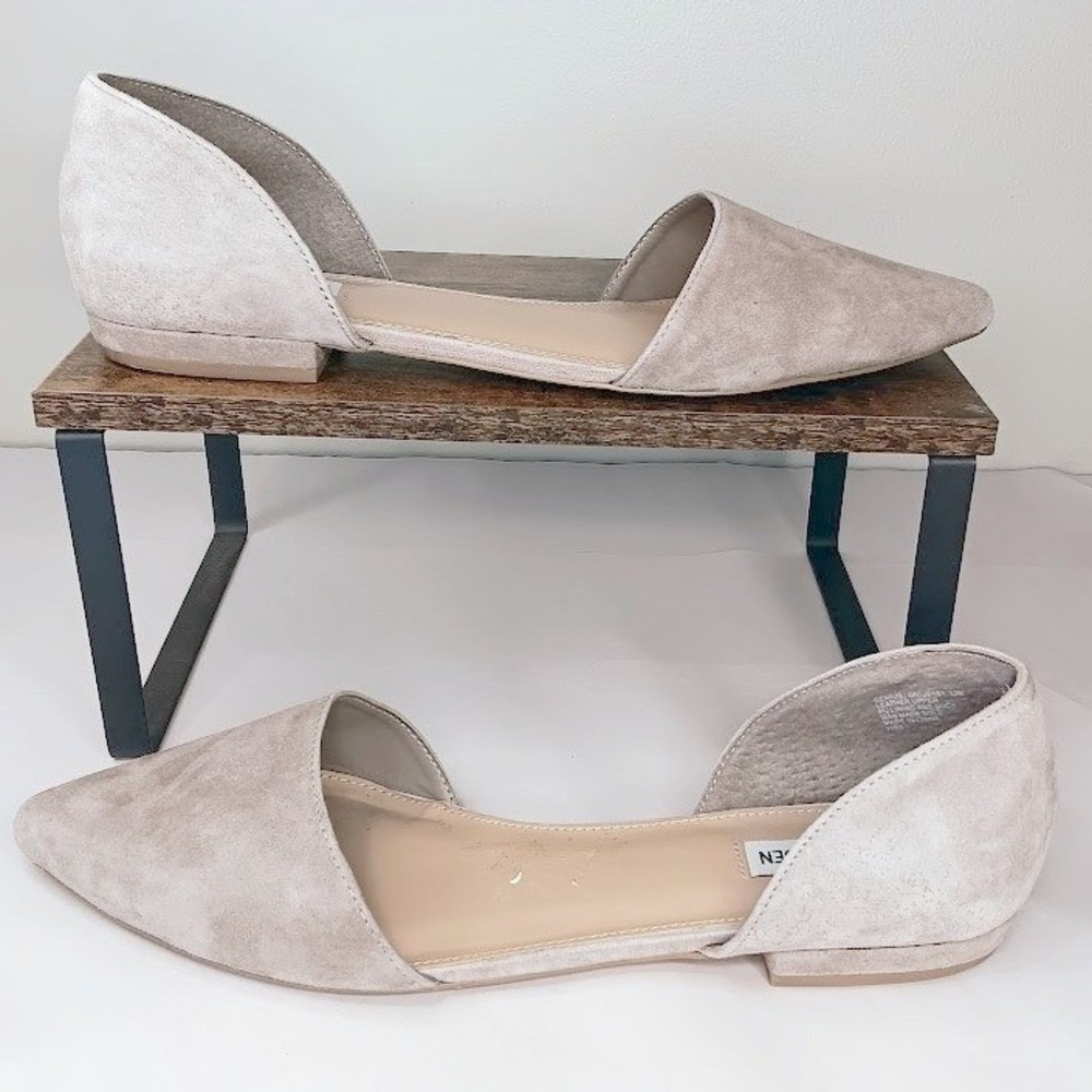 Steve Madden Genius Flats Womens 13 Taupe Good Suede d'Orsay Pointed Toe